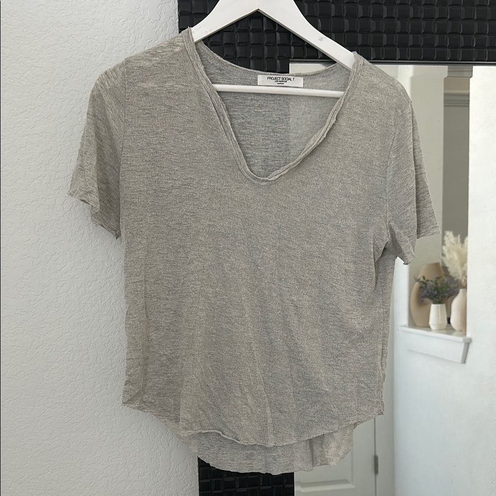 Project Social T Gray Crop Relaxed Tee